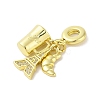 Rack Plating Brass Micro Pave Clear Cubic Zirconia European Dangle Charms KK-S380-26G-2