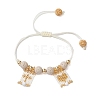 Natural Lava Rock & Mixed Stone & Glass Seed Beaded Braided Bracelets BJEW-MZ00063-3