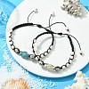 2Pcs 2 Color Natural Dalmation Jasper & Synthetic Turquoise Braided Bead Bracelet BJEW-JB09800-2
