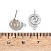Brass Micro Pave Clear Cubic Zirconia Spiral Stud Earring Findings KK-Z133-02P-01-3