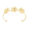 Alloy Flower with Imitation Pearl Beaded Open Cuff Bangle for Women LS-BJEW-D054-02G-01-2