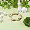 Dot Pattern Lampwork Round Beaded Stretch Bracelet for Women BJEW-JB08225-4