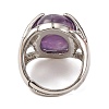Oval Natural Amethyst Finger Ring G-Q184-06G-P-3
