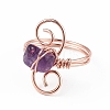 Natural Amethyst Chips with Vortex Finger Ring RJEW-L082-02RG-04-3
