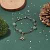 Christmas Tree Enamel Charm Bracelet with Natural Green Aventurine Beaded BJEW-TA00120-01-2