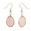 Wire Wrapped Natural Rose Quartz Dangle Earrings EJEW-JE04496-2