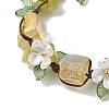 Electroplated Natural Olive Jade Chip Bead Braided Bead Bracelets for Women BJEW-TA00610-03-3