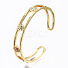 Brass Micro Pave Clear Cubic Zirconia Cuff Bangles BJEW-T018-15G-NF-3
