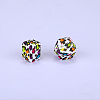 Colorful Pattern Printed Silicone Beads SI-JX0022A-11-1