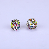 Colorful Pattern Printed Silicone Focal Beads SI-JX0022A-11-1