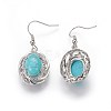 Synthetic Turquoise Dangle Earrings EJEW-L217-01P-2