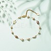 Natural Botswana Agate & Pearl Beaded Anklet AJEW-AN00500-02-2