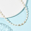 Natural Cultured Freshwater Pearl Two Sides Polished & Brass Star Beaded Necklaces for Women NJEW-JN06356-1
