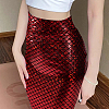 Sparkly Hologram Spandex Mermaid Printed Fish Scale Fabric AJEW-WH0314-30B-4