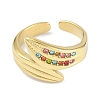 Leaf 304 Stainless Steel Rhinestone Cuff Ring for Women RJEW-C099-03G-02-2