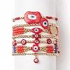 7Pcs 7 Style Evil Eye Lampwork & Glass Seed & Brass Beaded Stretch Bracelets Set for Women BJEW-JB09249-01-1