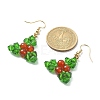 Natural Carnelian Holly Leaf Dangle Earrings EJEW-TA00245-3