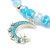 3Pcs 3 Style Moon & Sun & Star Alloy Enamel Charm Stretch Bracelets Set with Glass for Women BJEW-JB08007-5