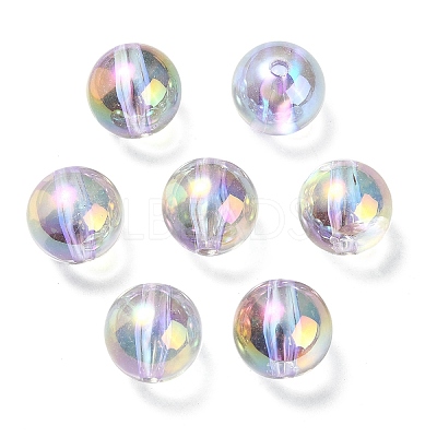 UV Plating Transparent Rainbow Iridescent Acrylic Beads OACR-F004-01B-1