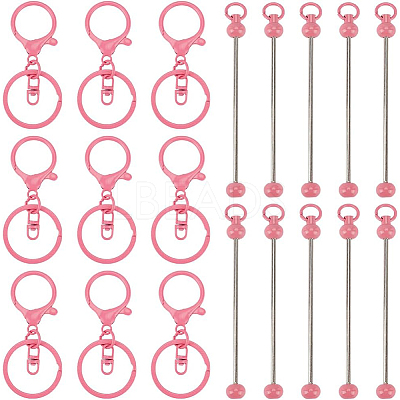 20Pcs 2 Styles Baking Paint Zinc Alloy Keychain Claspsp with Iron Bar Beadable Keychain FIND-SC0009-54A-1