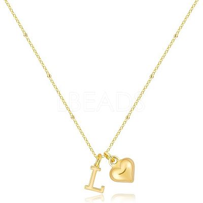 Brass Initial and Heart Pendant Necklaces for Women FS-WG01F32-12-1