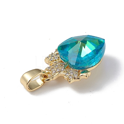 Real 18K Gold Plated Rack Plating Brass Micro Pave Clear Cubic Zirconia Pendants KK-C015-08G-1