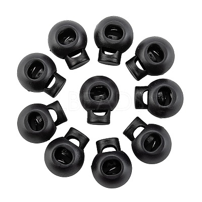 1-Hole Dyed Iron Spring Loaded Eco-Friendly Plastic Round Buckle Cord Toggle Lock Beans Stoppers for Sportwear Luggage Backpack Straps X-FIND-E004-60B-18mm-1