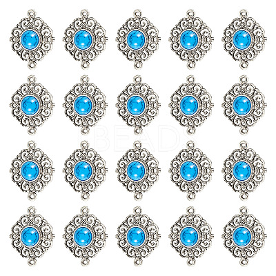 Tibetan Style Alloy with Resin Imitation Turquoise Connector Charms FIND-TAC0035-47AS-07-1