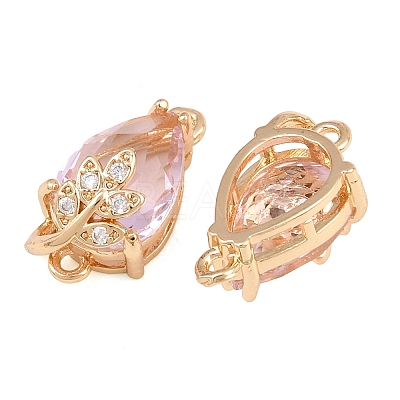 Brass Micro Pave Clear Cubic Zirconia Connector Charms CU-CBA7392-13G-02-1