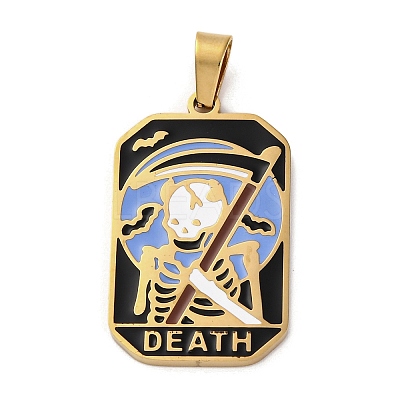 Ion Plating(IP) 304 Stainless Steel Enamel Pendants STAS-Q003-01G-019-1