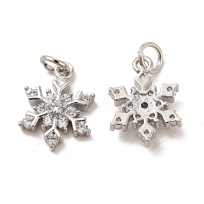 Rack Plating Brass Micro Pave Cubic Zirconia Charms KK-E081-15P-1