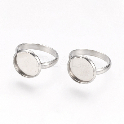 Tarnish Resistant Adjustable 304 Stainless Steel Finger Rings Components STAS-L193-P-12mm-1