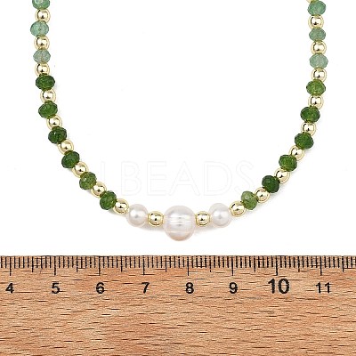 Gradient Color Gemstone & Natural Cultured Freshwater Pearl Beaded Necklaces NJEW-JN06316-01-1
