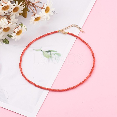 Round Opaque Colours Glass Seed Beaded Necklaces NJEW-JN03362-01-1