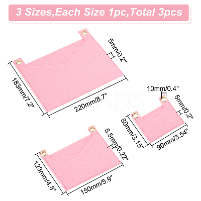 3Pcs 3 Style Felt Bags Organizer Insert PURS-WR0006-87B-1