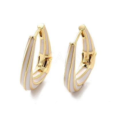 Enamel Teardrop Hoop Earrings EJEW-C054-03G-1