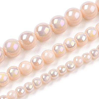Electroplate Opaque Glass Beads Strands X-GLAA-T032-P10mm-AB09-1