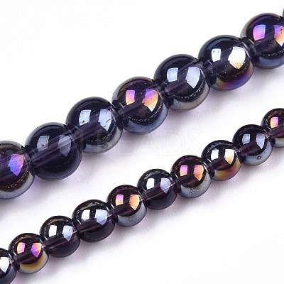 Electroplate Transparent Glass Beads Strands GLAA-T032-T4mm-AB03-1