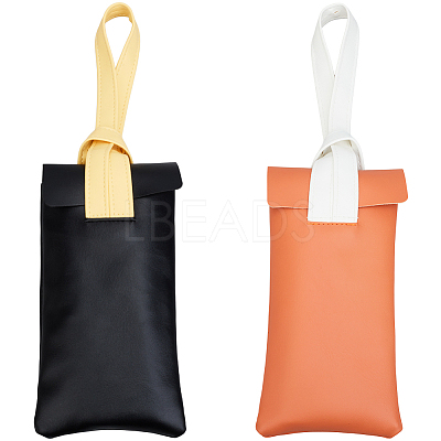 2Pcs 2 Colors PVC Imitation Leather Eyeglass Cases ABAG-CN0001-65-1
