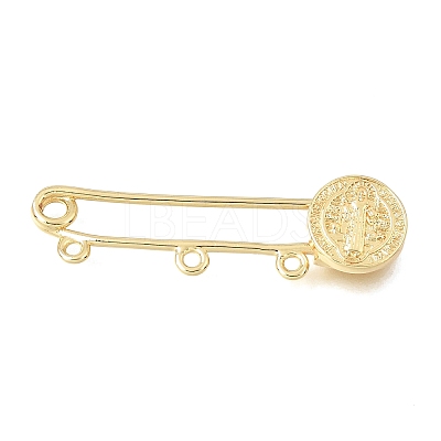 Saint Benedict Brass Safety Pins Brooch Findings KK-E802-41A-G-1