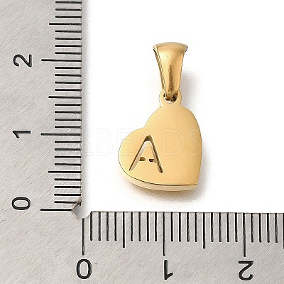 26Pcs Letter A~Z 304 Stainless Steel Heart Pendants with Crystal Rhinestone STAS-Z103-01G-M-1