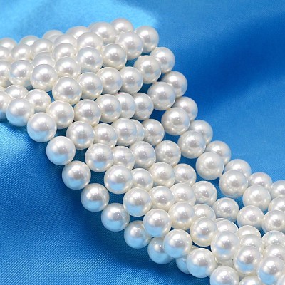 AB Color Plated Shell Pearl Round Bead Strands BSHE-L011-6mm-C001-1