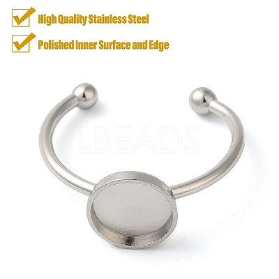 Non-Tarnish 304 Stainless Steel Flat Round Pad Ring Setting STAS-I306-05B-P-1