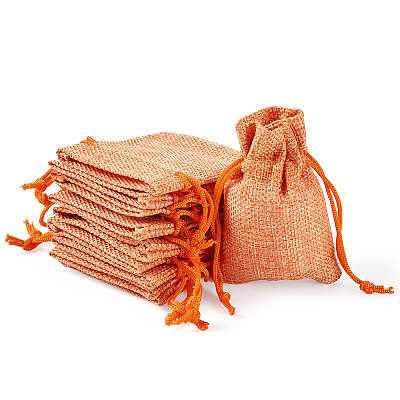 20Pcs Rectangle Polyester Imitation Burlap Packing Pouches Drawstring Bags ABAG-TA0001-96B-1