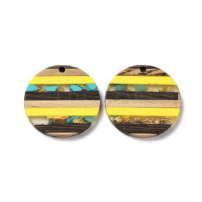 Transparent Resin & Walnut Wood Pendants RESI-TAC0017-68A-02-1