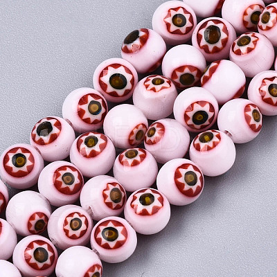 Round Millefiori Glass Beads Strands LK-P001-39-1