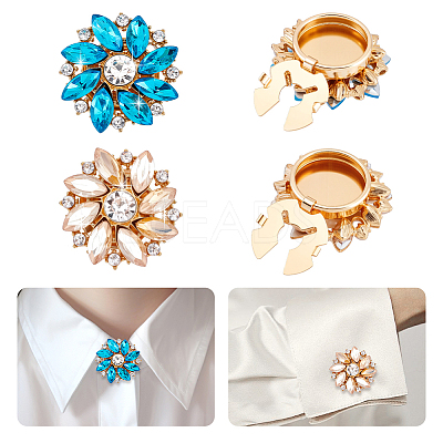 4Pcs 2 Colors Alloy Rhinestone Cufflinks HJEW-NB00214-1