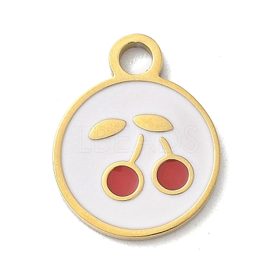 304 Stainless Steel Fruit Enamel Pendants STAS-G362-04G-09-1