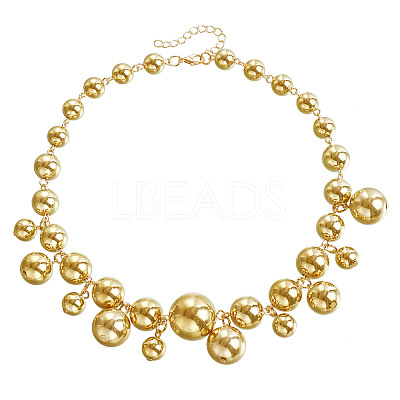 Alloy & Plastic Round Beads Link Chain Necklaces for Women WG2709A-01-1