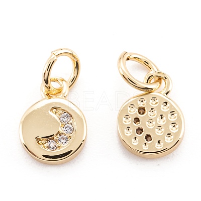 Brass Micro Pave Clear Cubic Zirconia Beads Pendants ZIRC-M114-05G-1